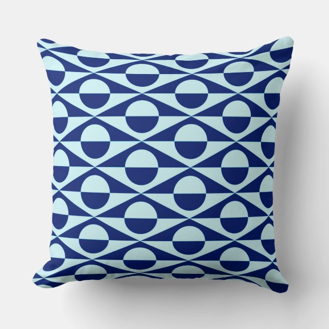 Modern geometric, indigo and light blue cushion (Front)