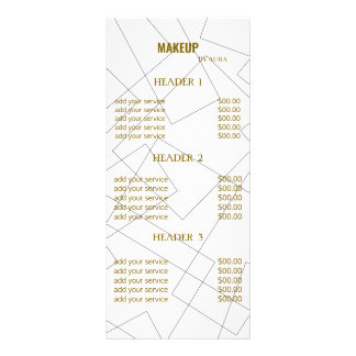 Modern Geometric Line Art Makeup Artist Price List Rack Card