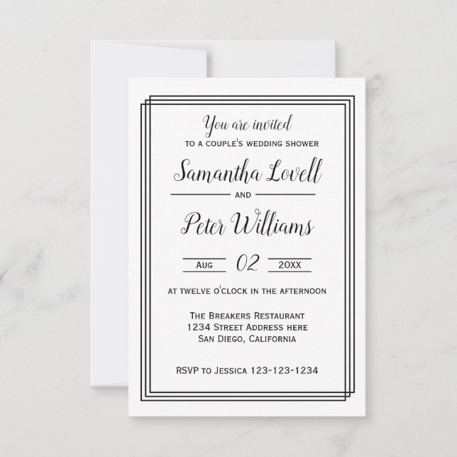 Modern Geometric Lines - 3x5 Wedding Shower Invite (Front)
