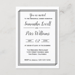 Modern Geometric Lines -3x5Rehearsal Dinner Invite