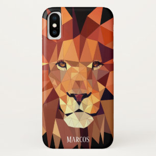 Modern Geometric Lion Custom Name Case-Mate iPhone Case