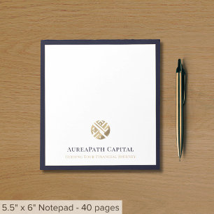 Modern Geometric Logo Navy Blue Border Notepad