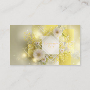 Modern Geometric Luminous Yellow Floral Business Card