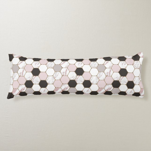 Modern Geometric Marble Hexagon Pattern Body Cushion (Front)