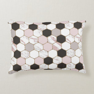 Modern Geometric Marble Hexagon Pattern Decorative Cushion