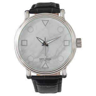 Modern Geometric Marble Personalized Watch