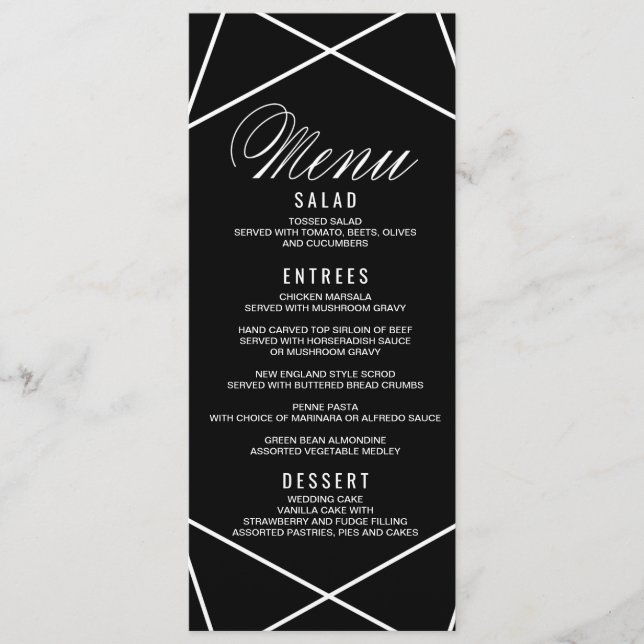 Modern Geometric Menu Card (Front)