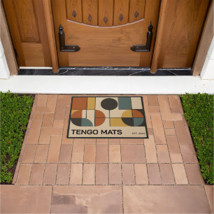 Modern geometric mid-century customisable design doormat