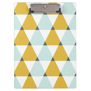 Modern Geometric Mint Yellow Triangles Pattern Clipboard
