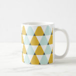 Modern Geometric Mint Yellow Triangles Pattern Coffee Mug<br><div class="desc">Trendy geometric pattern with mint blue,  golden yellow and white triangles.</div>