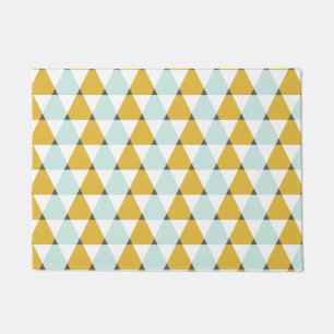 Modern Geometric Mint Yellow Triangles Pattern Doormat