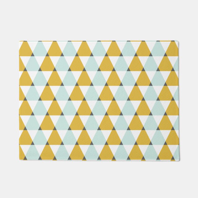 Modern Geometric Mint Yellow Triangles Pattern Doormat (Front)