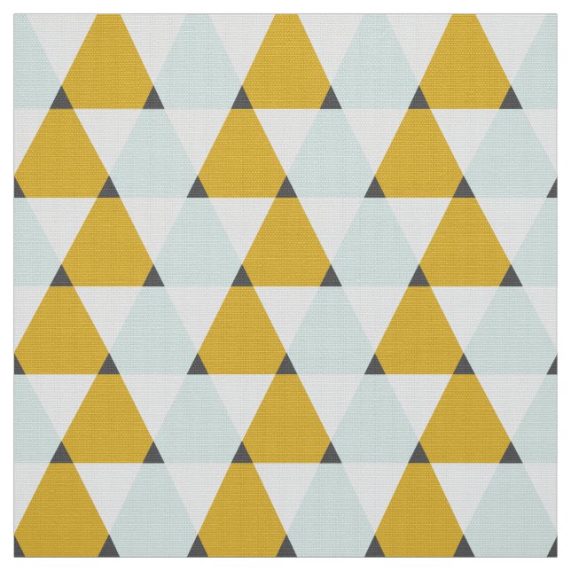 Modern Geometric Mint Yellow Triangles Pattern Fabric (Swatch)