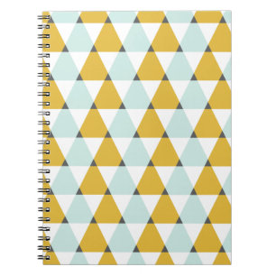Modern Geometric Mint Yellow Triangles Pattern Spiral Notebook
