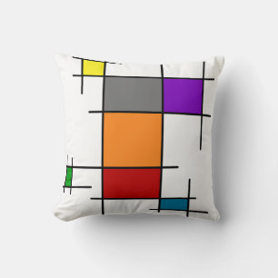 Modern Geometric Mondrian Colour Block Throw Pillo Cushion