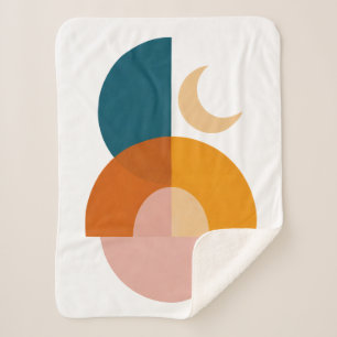Modern Geometric Moon Abstract Art Sherpa Blanket