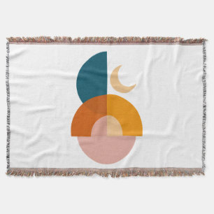 Modern Geometric Moon Abstract Art Throw Blanket