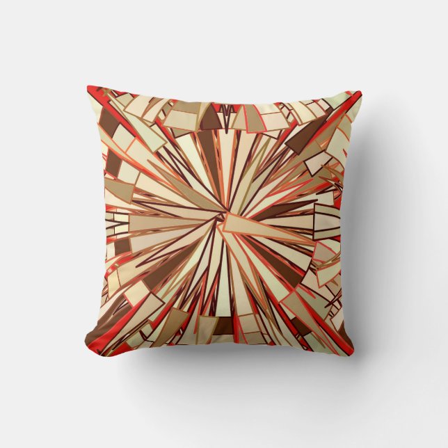 Modern Geometric Mosaic, Brown and Beige Cushion (Front)