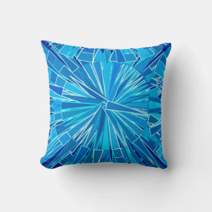 Modern Geometric Mosaic, Cobalt and Sky Blue Cushion