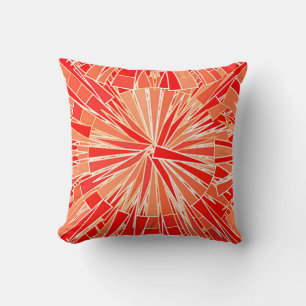 Modern Geometric Mosaic, Coral Orange Cushion
