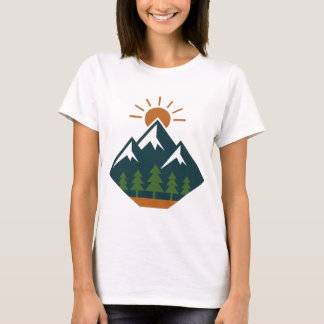 Modern Geometric Mountain Adventure Nature T-Shirt