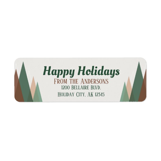 Modern Geometric Mountains Holiday Address (Front)