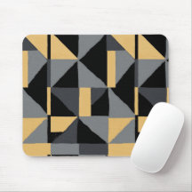 Modern Geometric Mouse Pad Black and Gold