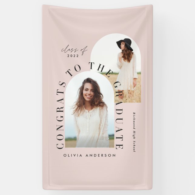 Modern geometric multi photo arch graduation banne banner (Vertical)