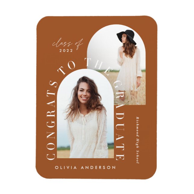 Modern geometric multi photo arch graduation magne magnet (Vertical)