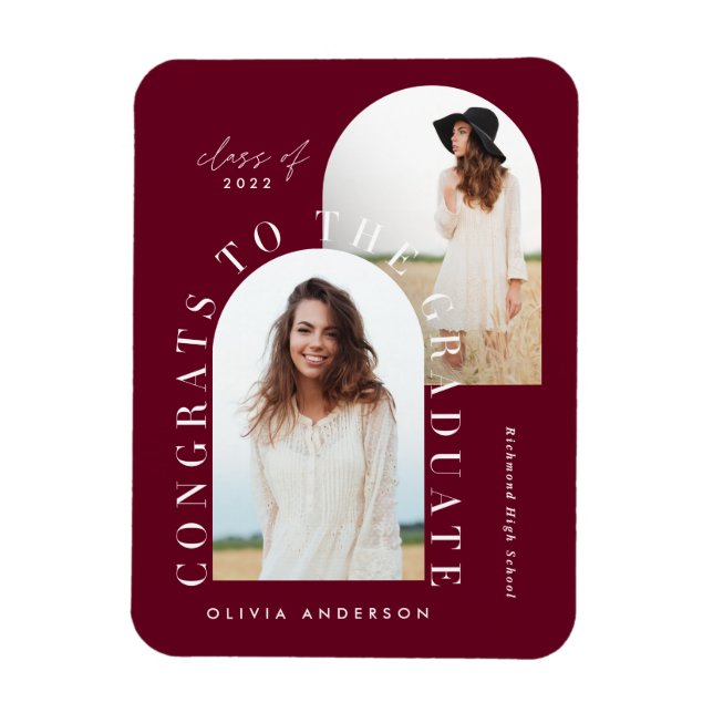 Modern geometric multi photo arch graduation magnet (Vertical)