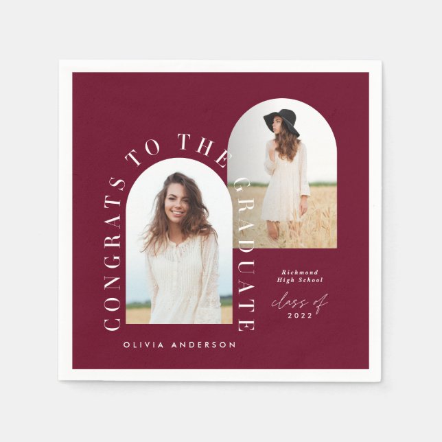 Modern geometric multi photo arch graduation napki napkin (Front)