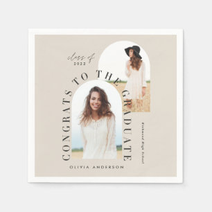 Modern geometric multi photo arch graduation napkin