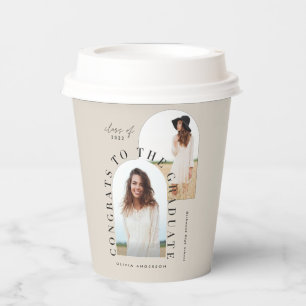 Modern geometric multi photo arch graduation paper cups
