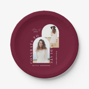 Modern geometric multi photo arch graduation paper plate