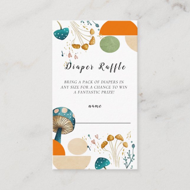 Modern Geometric Mushroom diaper raffle Enclosure Card (Front)