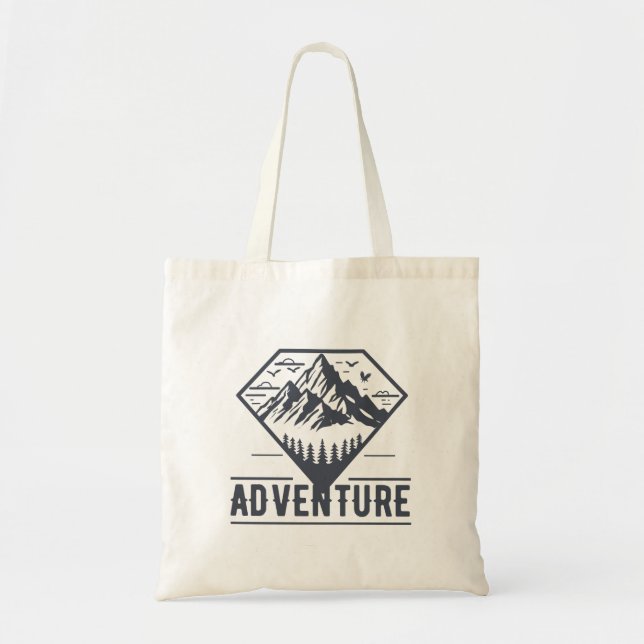 Modern Geometric Nature Mountains Adventure Tote Bag (Front)