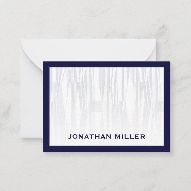 Modern Geometric Navy Blue and White Flat Card (Front)