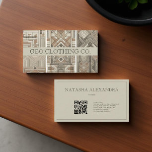 Modern Geometric Neutral Earthy Leaf Business Card