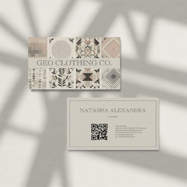 Modern Geometric Neutral Earthy Leaf  Business Card (Creator Uploaded)