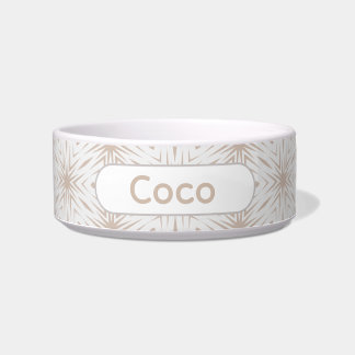 Modern Geometric Neutral Taupe Personalised Pet Bowl