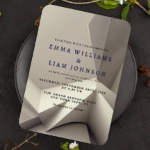 Modern Geometric Neutral Wedding Invitation