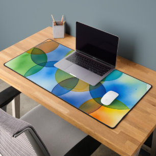Modern Geometric Overlapping Circles Abstract Desk Mat