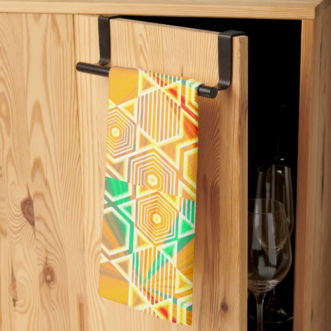 Modern Geometric Pastel Vintage Kitchen Towel (Thirds Fold)