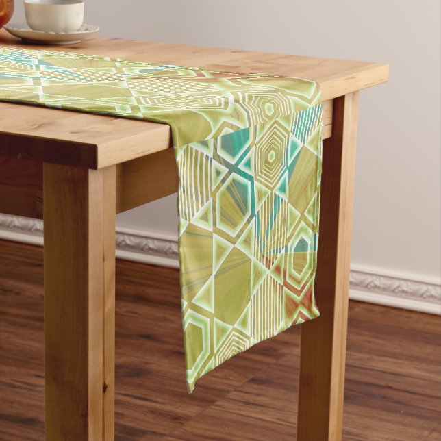 Modern Geometric Pastel Vintage  Short Table Runner (In Situ)