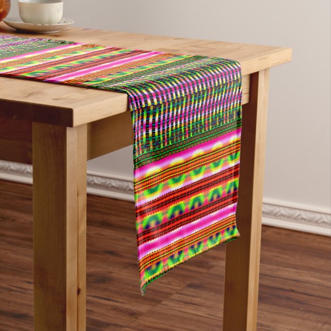 Modern Geometric Pastel Vintage  Short Table Runner (In Situ)