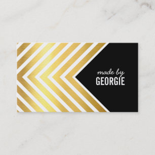 MODERN GEOMETRIC PATTERN arrow black white gold Business Card
