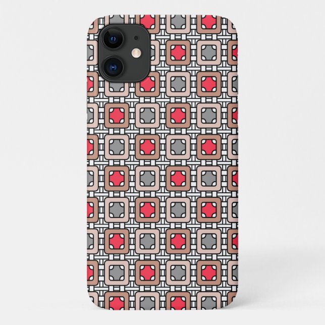 modern geometric pattern art deco grey red, beige  Case-Mate iPhone case (Back)