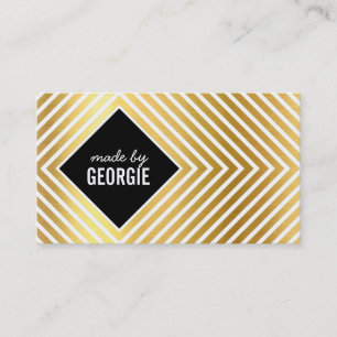 MODERN GEOMETRIC PATTERN diamond black white gold Business Card