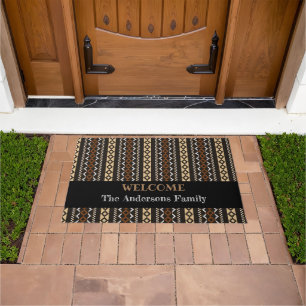 Modern Geometric Pattern Earth Tones Welcome  Doormat