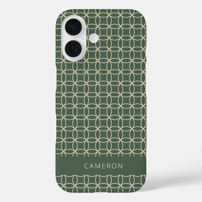 Modern Geometric Pattern Forest Green Personalised Case-Mate iPhone Case (Back)